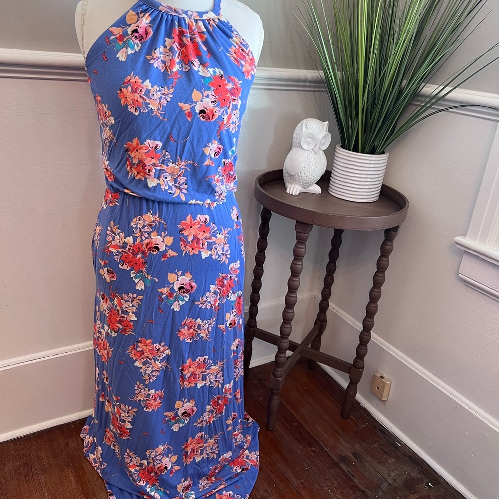 Women’s Blue Floral Maxi Dress